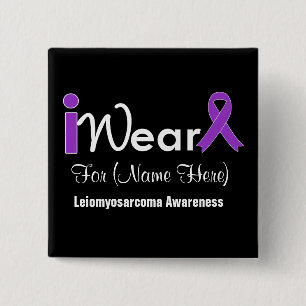 Personalize Purple Ribbon Leiomyosarcoma 2 Inch Square Button