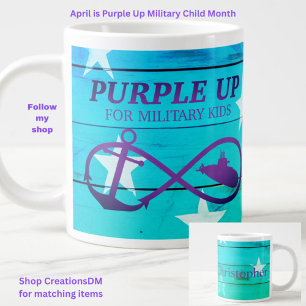 Personalize Purple Up for Military Kids Submarine Large Coffee Mug