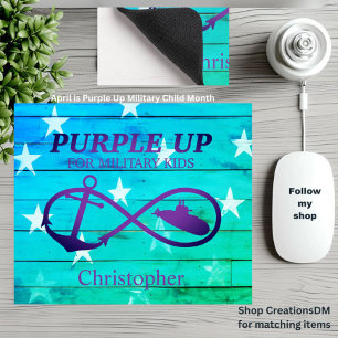 Personalize Purple Up for Military Kids Submarine Mouse Pad
