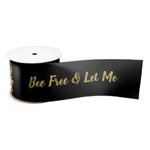 Personalize QUEEN BEE Free Gift Wrap Packing Black Satin Ribbon