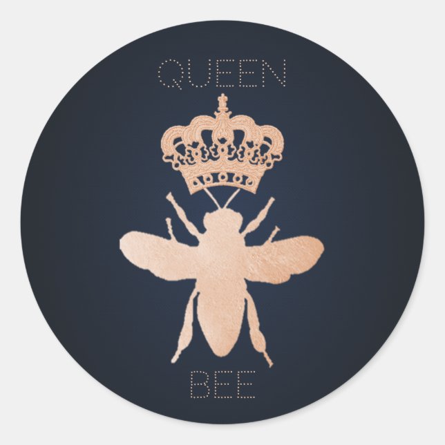 Personalize QUEEN BEE Rose Gold Gift Stickers (Front)