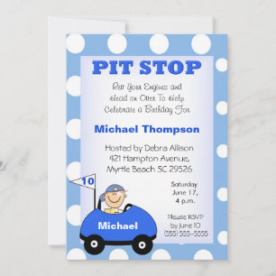 Personalize Race Car Birthday Invitations