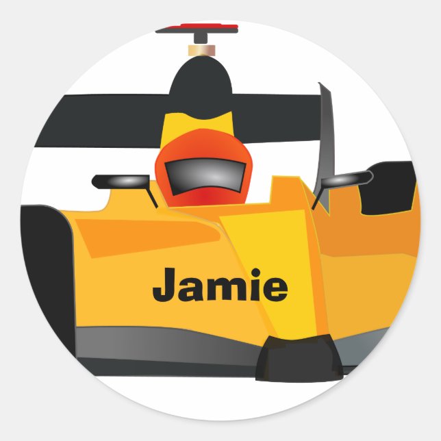Personalize Race Car Birthday Party Gifts Classic Round Sticker (Front)