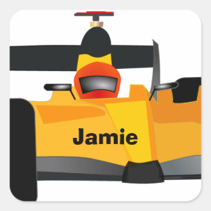 Personalize Race Car Birthday Party Gifts Square Sticker