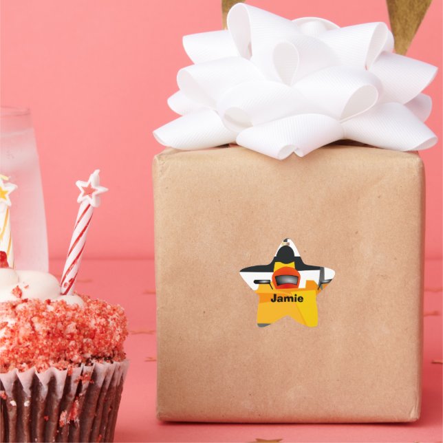 Personalize Race Car Birthday Party Gifts Star Sticker (Party)