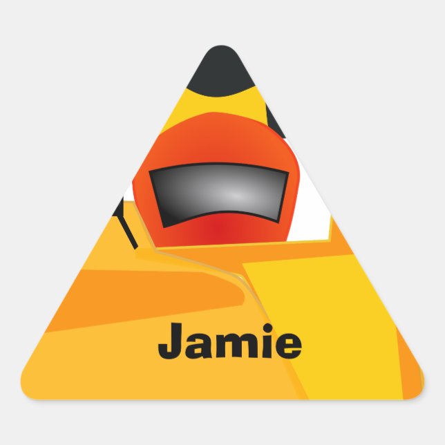Personalize Race Car Birthday Party Gifts Triangle Sticker (Front)