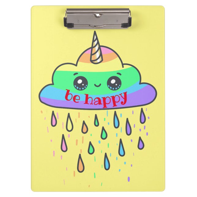 Personalize Rainbow Cloud Unicorn Clipboard (Front)