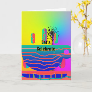Personalize Rainbow Coffee Cup Greeting Card