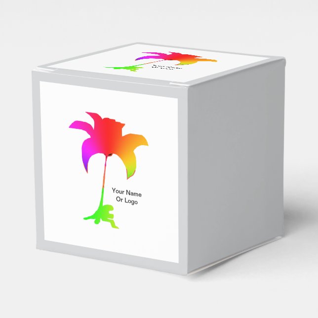 Personalize Rainbow Floral Trim Wine Gift Box (Front Side)