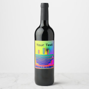 Personalize Rainbow Geo Coffee Cup Wine Label