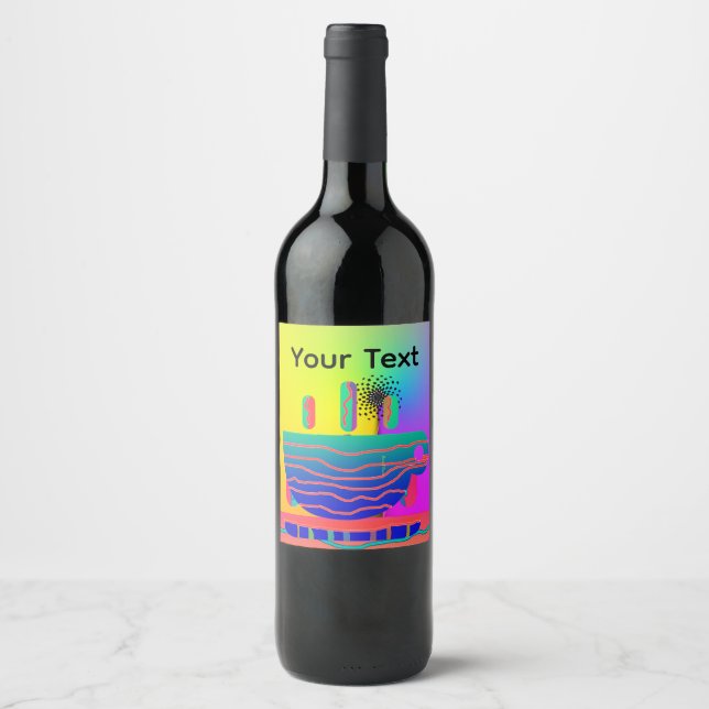 Personalize Rainbow Geo Coffee Cup  Wine Label (Front)