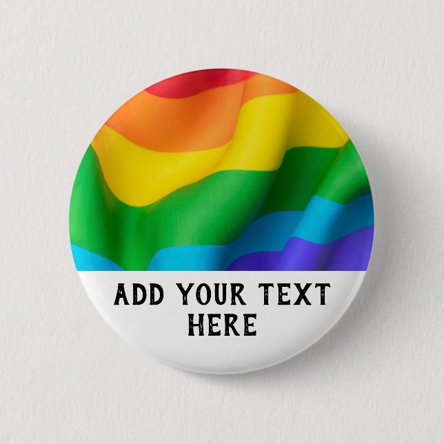 Personalize Rainbow LGBT Pride Flag 2 Inch Round Button (Front)