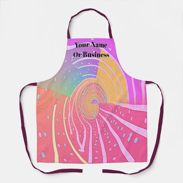 Personalize Rainbow Vortex Swirl Chef Gift  Apron (Front)