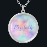 Personalize Rainbow Watercolor Pastel Gift for her Silver Plated Necklace<br><div class="desc">Monogram this lovely pastel rainbow colour necklace with her name. Makes a great gift for bridesmaids,  mother of the bride,  mother of the groom,  Mother's day gift or birthday gift.</div>