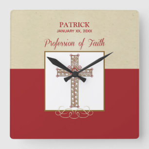 Personalize, RCIA Blessings on Profession of Faith Square Wall Clock