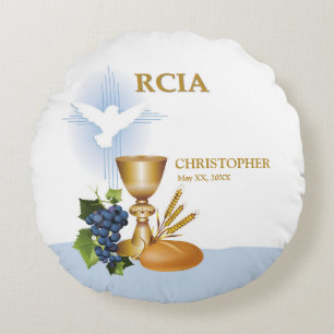 Personalize, RCIA Congrats Catholic Sacrament Round Pillow