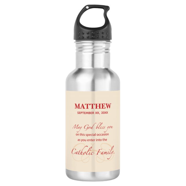 Personalize, RCIA Congratulations, Catholic, Red 532 Ml Water Bottle (Front)