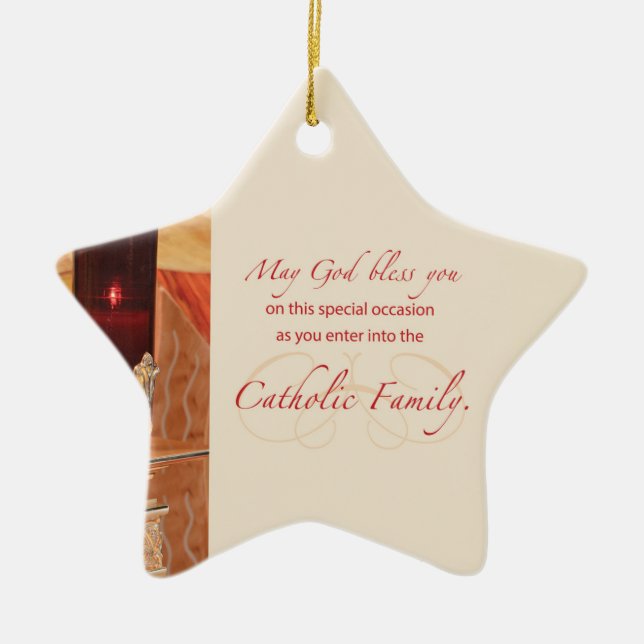 Personalize, RCIA Congratulations, Catholic, Red Ceramic Ornament (Front)