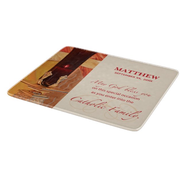 Personalize, RCIA Congratulations, Catholic, Red Cutting Board (Corner)