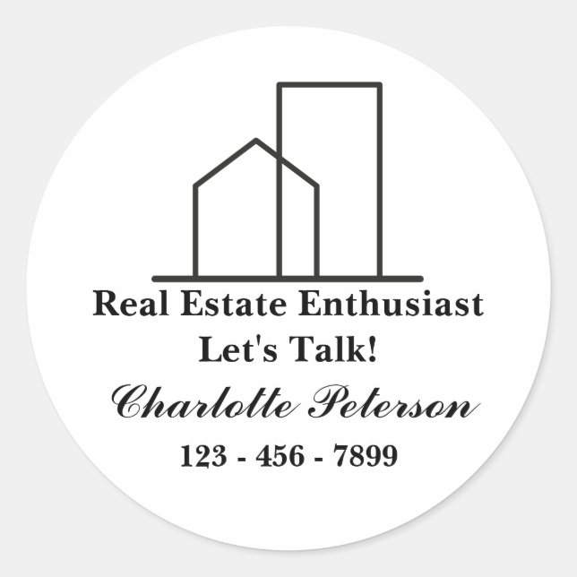Personalize Realtor Real Estate  Classic Round Sticker (Front)