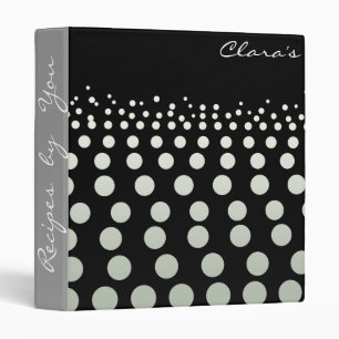 Personalize Recipes in Polka Dots Black White Binder