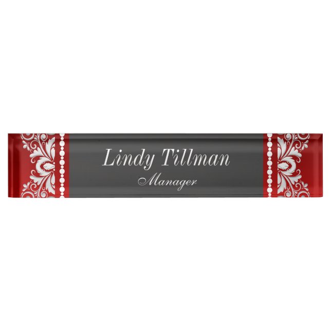 Personalize, Red and Black Lace Nameplate (Front)