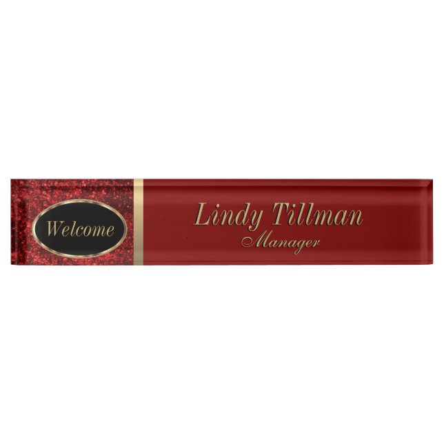Personalize, Red and Gold  Name Plate (Front)