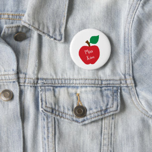 Personalize Red Apple Teacher Gift Pin