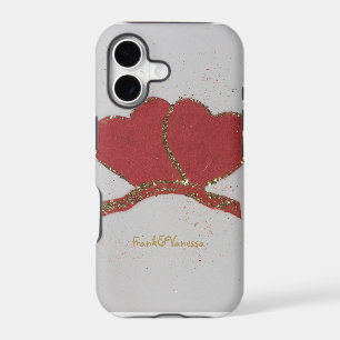 Personalize Red heart gold sparkle Valentine's