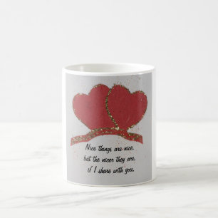 Personalize Red heart gold sparkle Valentine's Coffee Mug