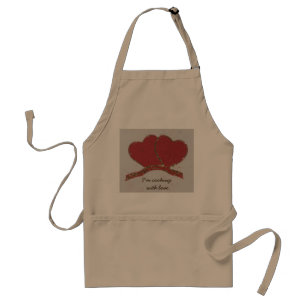 Personalize Red heart gold sparkle Valentine's Standard Apron