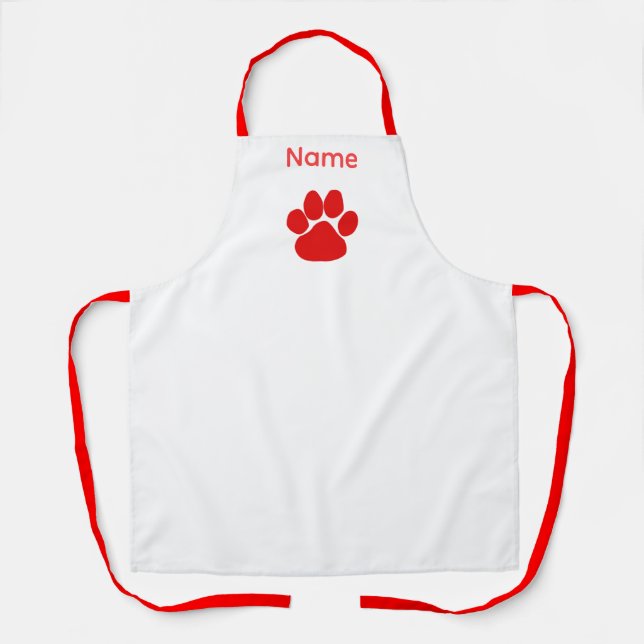 Personalize Red Paws Logo Apron (Front)
