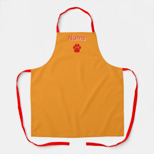 Personalize Red Paws Logo Orange Apron