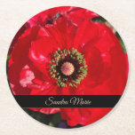 Personalize Red poppy flower  Round Paper Coaster<br><div class="desc">Personalize Red poppy flower Round Paper Coaster</div>