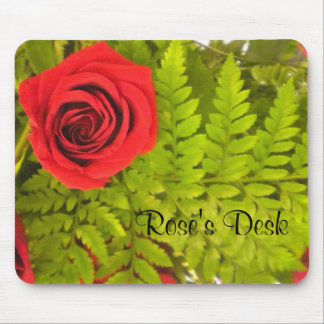 *Personalize* Red Rose n Fern MousePad
