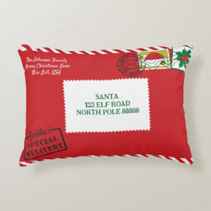 Personalize Red Santa Letter Christmas Accent Pillow