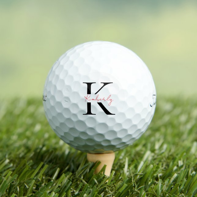 Personalize Red Script Name Titleist Pro V1 Golf Balls (Insitu Tee)