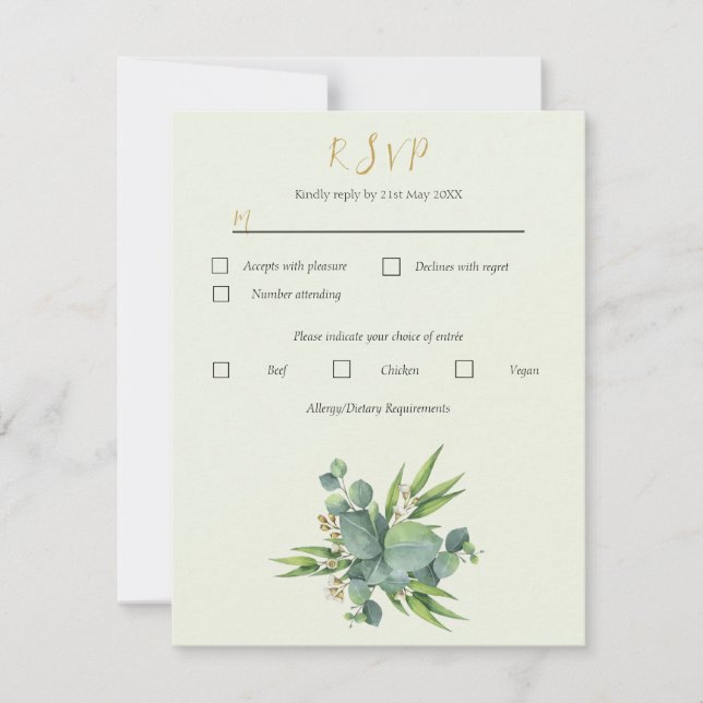 Personalize Response Card Eucalyptus bouquet (Front)