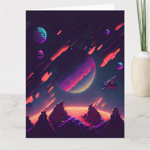 Personalize - Retro 8Bit Pixelated Space Art Card