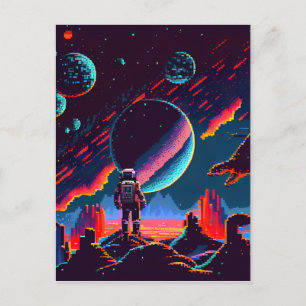 Personalize - Retro 8Bit Space Astronaut Postcard