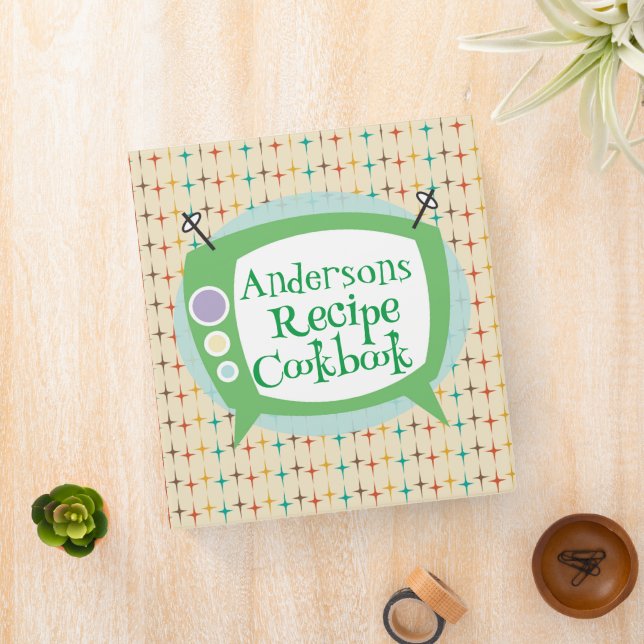 Personalize Retro Cookbook 3 Ring Binder (In Situ)