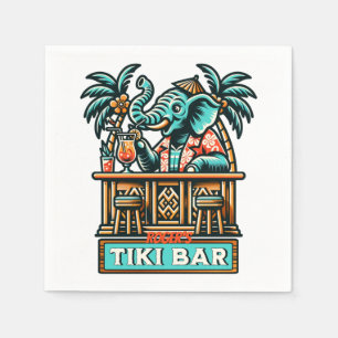Personalize Retro Elephant Tiki Bar Napkin