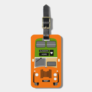 Personalize Retro Glasgow Double Decker bus Luggage Tag