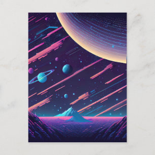 Personalize - Retro Space Scene Postcard