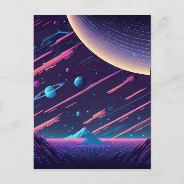 Personalize - Retro Space Scene Postcard (Front)