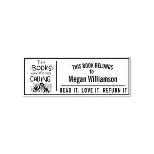 Personalize Return Book Library Rubber Stamp