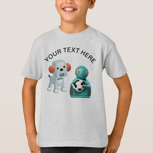 Personalize Robot Dog Sports Soccer Ball T-Shirt (Front)