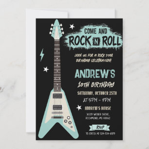 Personalize Rock Star kid Birthday Invitation