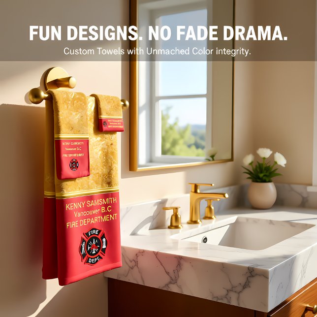 Personalize romantic Fire Department logo Bath Towel Set (Creator Uploaded)