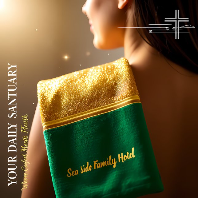 Personalize romantic modern gold with lime green bath towel set (Creator Uploaded)